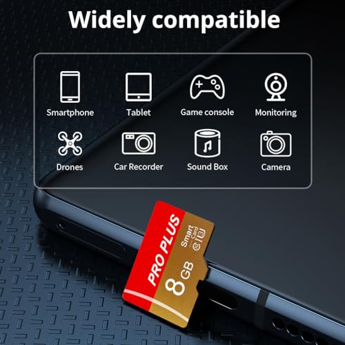 2 Pack TF Card 8GB with Adapter, High Speed Memory Card, UHS-I C10 A1 Memory TF Card for Tablet/Mobile Phone/Camera/Car Audio/Game Console (TF162 Red Gold 8GB) - color: TF162 Red Gold 8GB