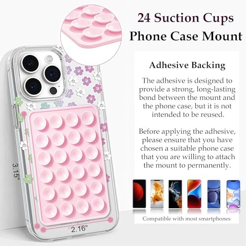 LvShuLiangPin Anteel 2 Pack Silicone Suction Phone Case Mount, Silicon Adhesive Phone Grip for Smartphones, Hands-Free Mirror Shower Phone Holder for Selfies, Tiktok Videos (White) - color: White