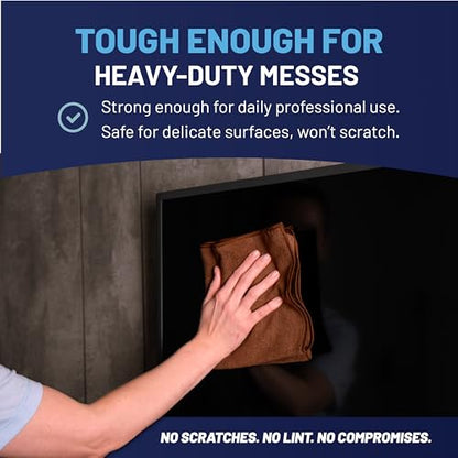 MW Pro Microfiber Cleaning Cloth | Brown | 12 Pack | 16” x 16” | Coffee, Barista, Espresso Towels - Clean, Dust, Polish, Scrub, Absorbent - color: Brown