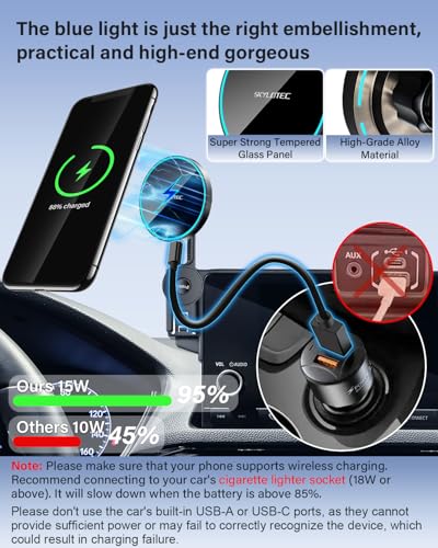 SKYLOTEC 15W Magnetic Charger Phone Holder for Hyundai Elantra 2021-2025 - color: Magnetic Wireless Charger, size: Elantra 2021-2025(Extension Rod)
