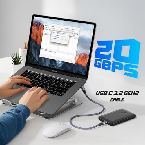 90 Degree USB C Cable 1.6ft, 90° Short USBC to USBC 3.2 20Gbps Data Cable - color: Gray, size: 1.6ft