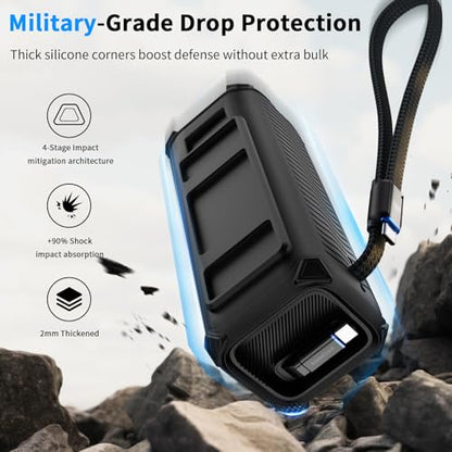 YWXTW Silicone Case for Anker Laptop Power Bank (25,000mAh/165W) - Shockproof Drop-Resistant, Built-in Cable Storage | Non-Slip Grip, Hidden Dust Plug Protective Cover for Anker Power Bank 165w - color: Black