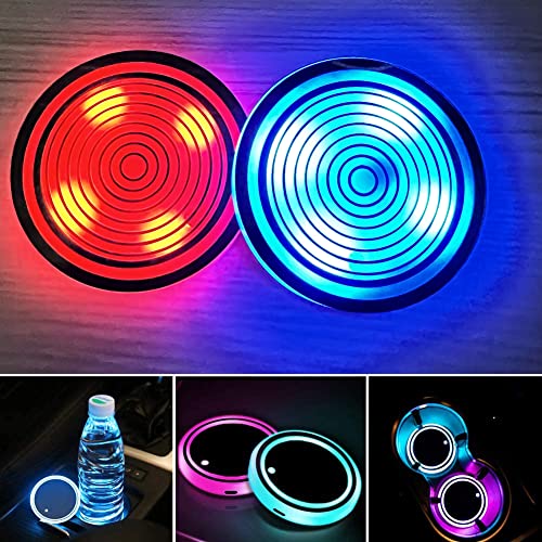 NewL 2 Pieces Car Cup Holder led Lights with 7 Colors USB Charging Darts - color: Darts