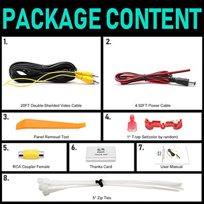 GreenYi Upgraded Double-Shielded (19.69FT / 6M), AV Video Extension Cable with Yellow RCA Video Female to Female Coupler and Power Cable for Monitor and Backup Rear View Camera Connection
