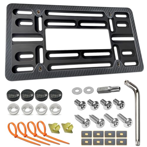 Aootf Front License Plate Mounting Kit, Front Bumper Plate Holder Bracket - color: Carbon Fiber Frame