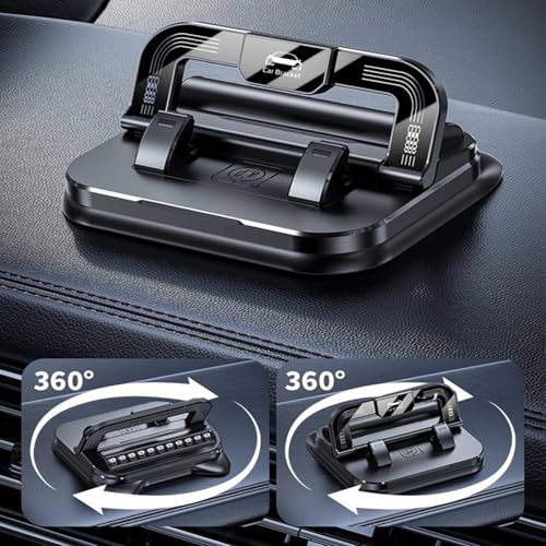 2026 New Car Phone Holder 360 Degree Rotation Suitable for Car Navigation in-Car Dashboard Universal Dashboard Phone Holder 360 Rotatable Dash Cell Phone Holder Dash Mounted Mobile Holder (Black) - color: Black