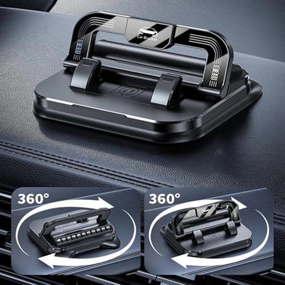 2026 New Car Phone Holder 360 Degree Rotation Suitable for Car Navigation in-Car Dashboard Universal Dashboard Phone Holder 360 Rotatable Dash Cell Phone Holder Dash Mounted Mobile Holder (Black) - color: Black