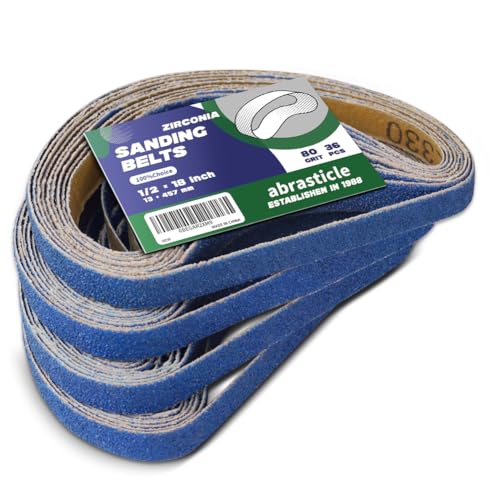 1/2" x 18" Zirconia Sanding Belts for Metal - 1/2 x 18 Inch Zirconia Metal Grinding Sand Paper, 36 PCS 80 Grits, Perfect for Knife Blade Sharpening, Metal Polishing, Derusting, Woodworking - size: 1/2" x 18" 80 Grit(36 pack)