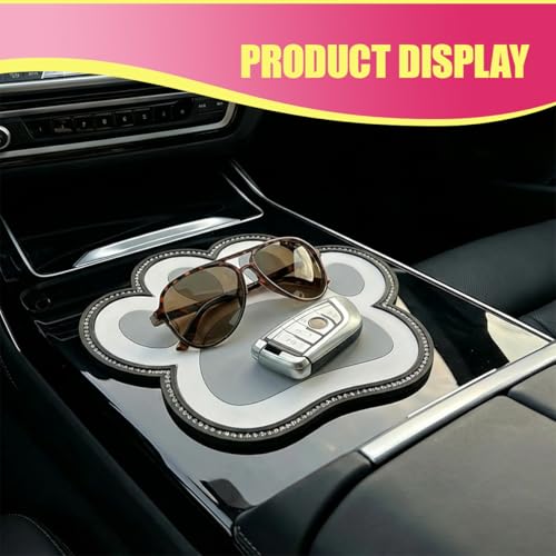 Bling Bear Claw Car Dashboard Non Slip Mat, Rhinestone Car Dashboard Grip Pad, Vehicle Strong Sticky Pads for Cell Phone, Sunglass, Key, Glass, Electronic Devices (Gray) - color: Gray