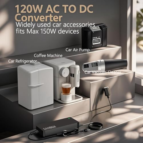 AC to DC Converter 10A Car Cigarette Lighter Socket, SANSUN 120V to 12V Supply Adapter Transformer for Electric Air Pump, Car Fan and Other Devices Under 120W (10A) - size: 10A