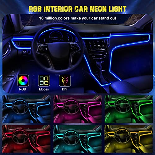 Jushope Interior Car LED Strip Lights, RGB USB Car Ambient Lighting with Wireless APP & Remote Control, Car Accessories Fiber Optifc Lights Sync to Music (2 LED/157 inches) - size: 2 LED/157 inches