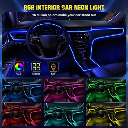 Jushope Interior Car LED Strip Lights, RGB USB Car Ambient Lighting with Wireless APP & Remote Control, Car Accessories Fiber Optifc Lights Sync to Music (2 LED/157 inches) - size: 2 LED/157 inches