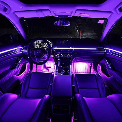 EL Wire Interior Car LED Lights, 16.5FT USB Ambient Lighting Strip, Purple - color: Purple