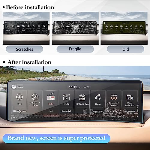 SKTU 2023 2024 Genesis GV80 Accessories Screen Protector for 2021-2024 Genesis GV80/ 2021-2023 Genesis G80 14.5In Navigation Anti Scratch HD Clear - color: 2021-2023 G80/2021-2024 GV80 14.5In Tempered Glass