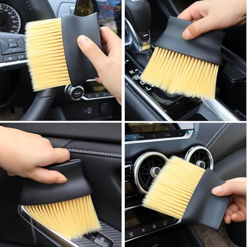 Car Cleaning Brushes Duster, Soft Bristles Detailing Brush Dusting Tool for Automotive Dashboard Interior, Skylight, Exterior, Leather (1 Pack)