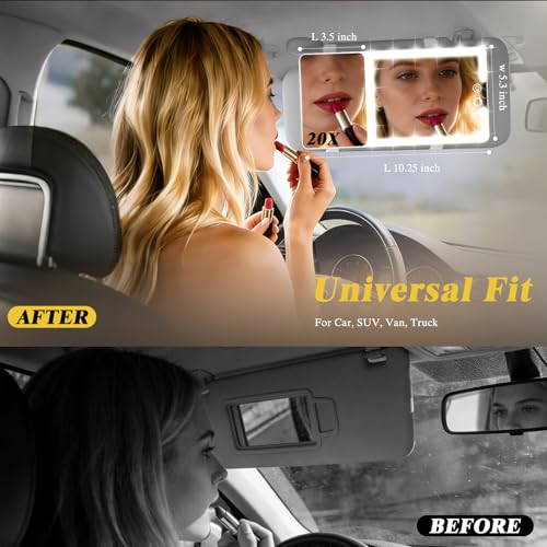 Car Visor Mirror with Lights & 20X Magnification, Universal Fit - color: 1pcs-White