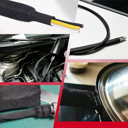 2 in 1 Heat Shrink Braided Sleeving Fabric Tubing 1/4"-22FT - size: 1/4"(6mm), style: 22FT