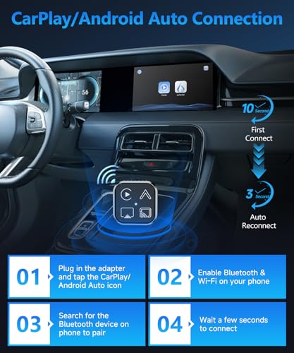 2026 4 in 1 Mini Wireless CarPlay Android Auto Adapter (Gunmetal Grey) - color: Gunmetal Grey, 4 IN 1