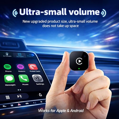 Wireless CarPlay Adapter for iPhone, Converts Wired to Wireless CarPlay, Plug & Play USB Dongle, Fast Auto Connect, Low Latency, Compatible with iOS & Factory CarPlay Cars