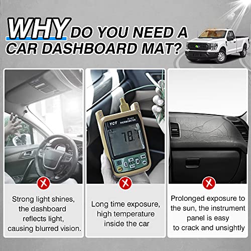 CARTIST Dashboard Cover for Ford F-150 2021 2022-2025 2026,Dash Cover for F150 Accessories,Dash Mat Anti-Slip Silicone Back - size: Ford F-150 F150 2021-2026