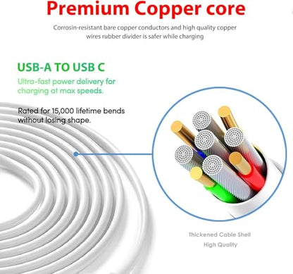 2 Pack 10FT USB C Camera Charger for Arlo Essential 2K, Alro Essential 2nd Generation, Pro 6, Blink Mini 2nd, Blink Outdoor 4 4th Generation, Petcube Cam 360 Camera Charger Charging Cord Power Cable