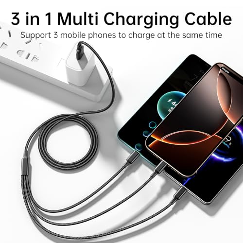 Multi USB Charging Cable 2Pack 4FT, 3 in 1 Charger Cord Universal Charger - color: 4FT/1.2M Sliver+Black