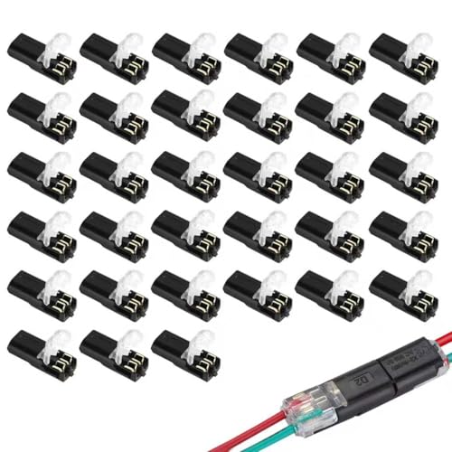200 Pack Double Wire Plug in Connector, Low Voltage Wire Connector with Locking Buckle, led Light Strip Connectors,Wires Connectors with No-Solder, for Strip Light (D-Type 2 Pin)
