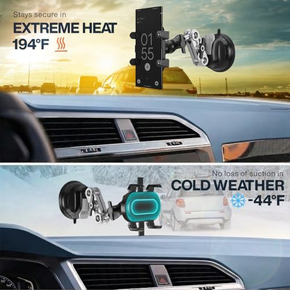 POV Car Recording Mount Atlas Suction Phone Mount for Windshield & Dashboard, 360° Adjustable Arm, Hands-Free Filming for TikTok, Driving Videos & Navigation