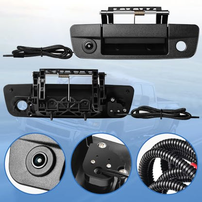 68044904AG Rear Tailgate Handle Backup Camera Compatible with 2010-2018 Dodge Ram 1500 2500 3500 Rear View Reverse Back Up Camera RCA Connector with Key Hole, Black