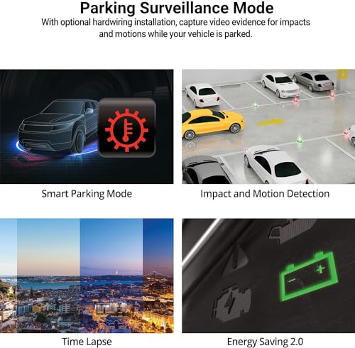 THINKWARE Q200 Dash Cam Car Dashboard Camera, WiFi, WDR, Speed Red Light Alerts, ADAS, 256GB Max, Parking Monitor, Night Vision (32GB MicroSD, 12V Cigar, Hardwiring Cable) (2CH Front and Rear) - color: 2CH Front and Rear
