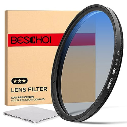 Beschoi 40.5mm Polarizer Filter 30 Layer Multi-Resistant Nano Coated Circular Polarizing Filter(CPL) with HD Optical Glass/Ultra Slim Frame, Reduce Glare/Enhance Contrast/Reduce Reflection - size: 40.5mm