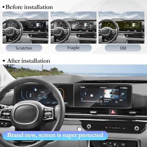 SKTU 4PCS for 2025 2026 2027 Kia Carnival Accessories Screen Protector for 2025-2027 Kia Carnival (LX/LXS/EX/SX/SX Prestige) 12.3-Inch Navigation & 12.3-Inch Instrument Screen [Ultra Clear, Anti-Glare&Scratch] Kia Carnival 2025 2026 2027 Accessories - col
