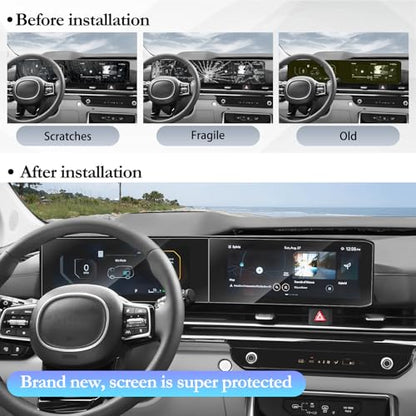 SKTU 4PCS for 2025 2026 2027 Kia Carnival Accessories Screen Protector for 2025-2027 Kia Carnival (LX/LXS/EX/SX/SX Prestige) 12.3-Inch Navigation & 12.3-Inch Instrument Screen [Ultra Clear, Anti-Glare&Scratch] Kia Carnival 2025 2026 2027 Accessories - col