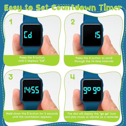 BEN NEVIS Potty Training Watch, Digital Toddler Watch with Countdown/Music/Alarm Clocks/Vibration Reminder and Waterproof, Remind Toddler to Go to The Toilet - color: 05-PurplishBlue-KL2