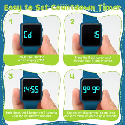 BEN NEVIS Potty Training Watch, Digital Toddler Watch with Countdown/Music/Alarm Clocks/Vibration Reminder and Waterproof, Remind Toddler to Go to The Toilet - color: 05-PurplishBlue-KL2