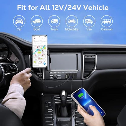 Linkstyle 3 Ports 12V USB Outlet, 18W PD3.0 Port, 18W QC3.0 & 2.4A USB A Charger Fast Charging Socket Panel for 12V/24V Car Marine RV - color: 1PCS