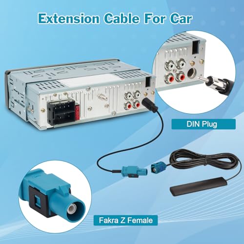 Radio Car Antenna Cable 6 Inch Universal Vehicle Car Stereo FM AM Radio Antenna Adapter Cable Fakra Z Male to DIN Plug Connector Cable for Car Stereo Audio HD Radio Head Unit - color: Male-Plug/6‘/15CM