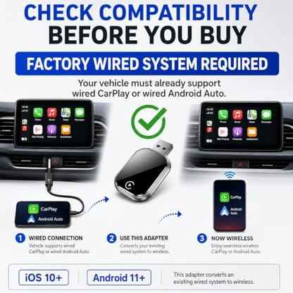 Wireless CarPlay and Android Auto Adapter for Factory Wired Systems,Silver