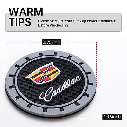 Car Cup Holder Coaster for Cadillac Escalade CT4 CT5 CT6 ATS CTS SRX XT5 Recessed Silicone Cupholder Coaster Interior Accessories 2.75in 2Pack - color: Gray-02
