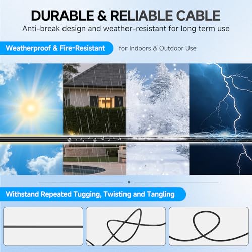 16.4FT/5M All-in-One Video Power Cable, Premade BNC Video Power Cable Extension Wire for CCTV Security Camera DVR Surveillance Systems, with BNC RCA Connectors & Cable Clips (Black) - size: 16.4ft