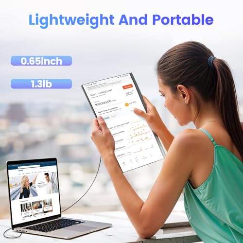Teamgee 15.6" Laptop Screen Extender, Slim & Lightweight Portable Monitor for Laptop (Fits 13-17"), Full HD IPS, 360° Rotating Stand, USB-C Plug & Play, RGB Lighting, Thin Bezels - size: 15.6"
