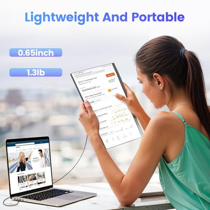Teamgee 15.6" Laptop Screen Extender, Slim & Lightweight Portable Monitor for Laptop (Fits 13-17"), Full HD IPS, 360° Rotating Stand, USB-C Plug & Play, RGB Lighting, Thin Bezels - size: 15.6"