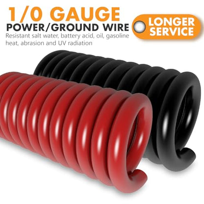 Jeemiter 1/0 Gauge CCA Wire Kit - Power/Ground Cable (40FT Black/Red),Battery Wire with 250A ANL Fuse,1/2 Inch Cable Split Sleeving,Lugs,Heat Shrink Tubing | for Car Audio Systems,Big 3 Upgrade - size: 40FT Wire + ANL Fuse + Cable Sleeve