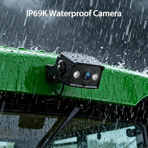 ZEROXCLUB 4 Wired Backup Camera System, 10" 1080P Monitor IP69K Waterproof Vibration-Proof 10G Rear Side View Camera, Quad Split Screen for Tractor, Truck, Trailer, Combine, Heavy Equipment, BH104 - size: 10"-4 Cam