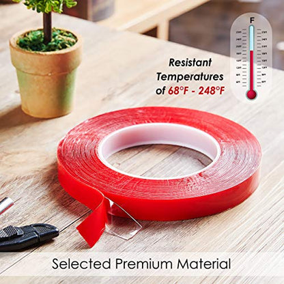 Jackwood 33 Feet Acrylic Double Sided Heavy Duty Mounting Tape (Pack of 3) Weatherproof for Outdoor & Indoor, Holds Heavy Stuff in Cold & Hot Condition, Removable & Residue-Free (0.6inch) - size: 0.6" Width