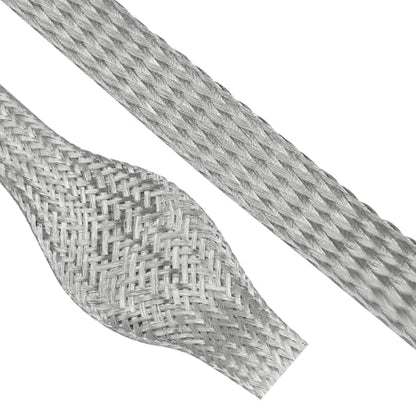 Tinned Copper Braid Wire Shielding Ground Strap Metal Cable Sleeve Expandable Flexible Flat Mesh (1/2 in Wide(0.32 in Dia)-65ft) - size: 1/2 in Wide(0.32 in Dia)-65ft