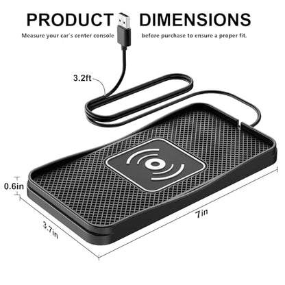 15W Non-Slip Wireless Car Charger Pad with 20W Adapter USB - size: 7"L x 3.5"W - 39.4" USB