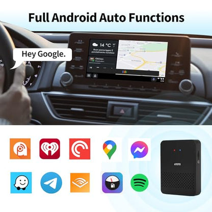 ATOTO AD3AA-BK Wireless Android Auto Adapter, Convert Wired to Wireless for Factory Wired Android Auto or Aftermarket Head Unit, Compatible with Toyota/Nissan/Honda/Ford/Audi/Benz, Online Update