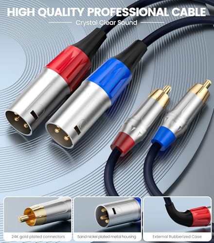 Tisino RCA to XLR Cable, 2 RCA to 2 XLR Male HiFi Cord,4N OFC, 3.3FT/1m - size: 1m