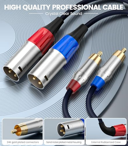 Tisino RCA to XLR Cable, 2 RCA to 2 XLR Male HiFi Cord,4N OFC, 3.3FT/1m - size: 1m